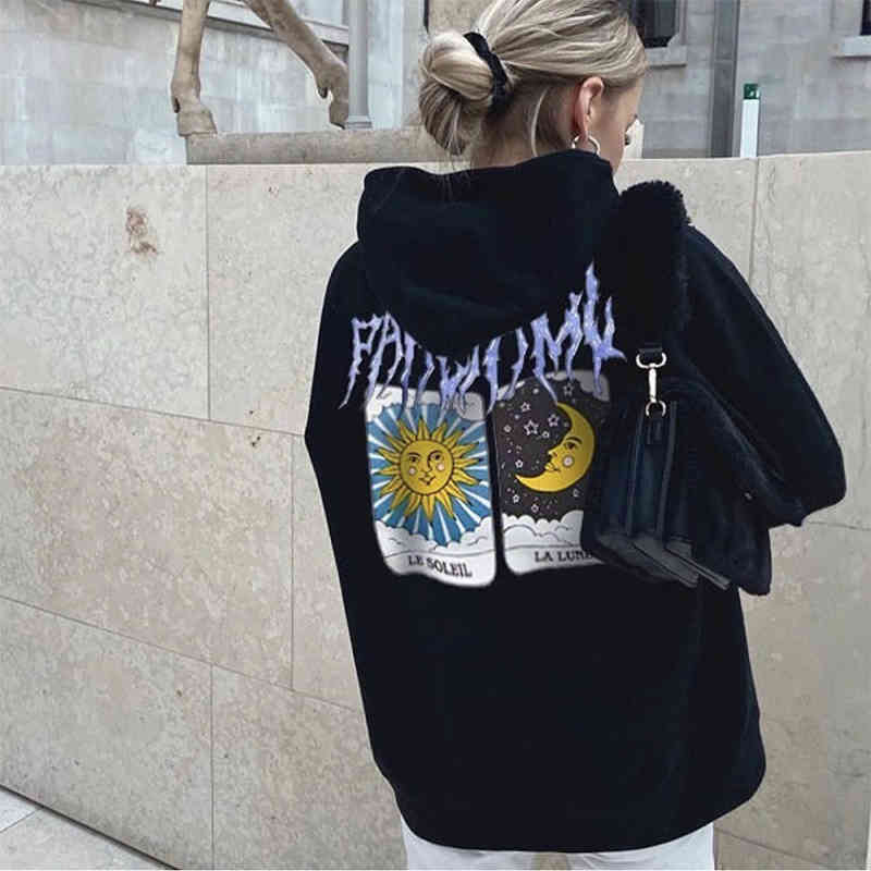 

Women's Hoodies & Sweatshirts Black sweater women's winter Plush thickened Hoodie student fashion long sleeve high street top E7DF