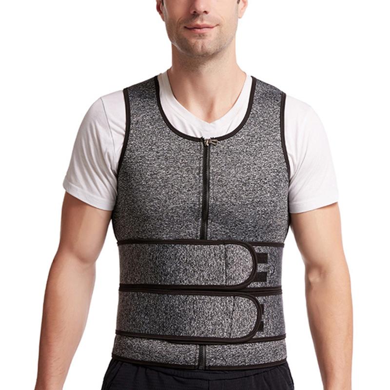 

Men Double Belt Shapewear Vest Neoprene Corset Sweating Fitness Top Vest YS-BUY, Black