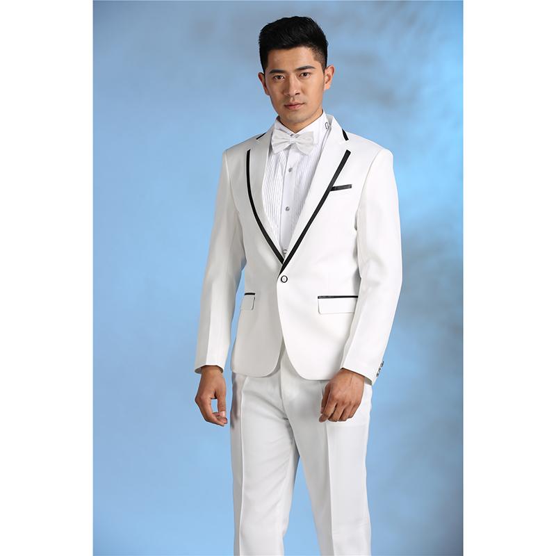 

2020 new costume homme ivory Costume Men Suit Slim Fit 2 Piece Show Blazer mens suits Performance Stage Tuxedo Terno Masculino, Black