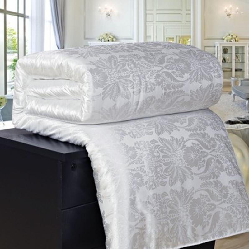

New Natural/Mulberry Luxury Silk Comforter Duvet Hand-made Twin Queen  Full size Blanket Quilt jacquard Bedding in Filler1, White