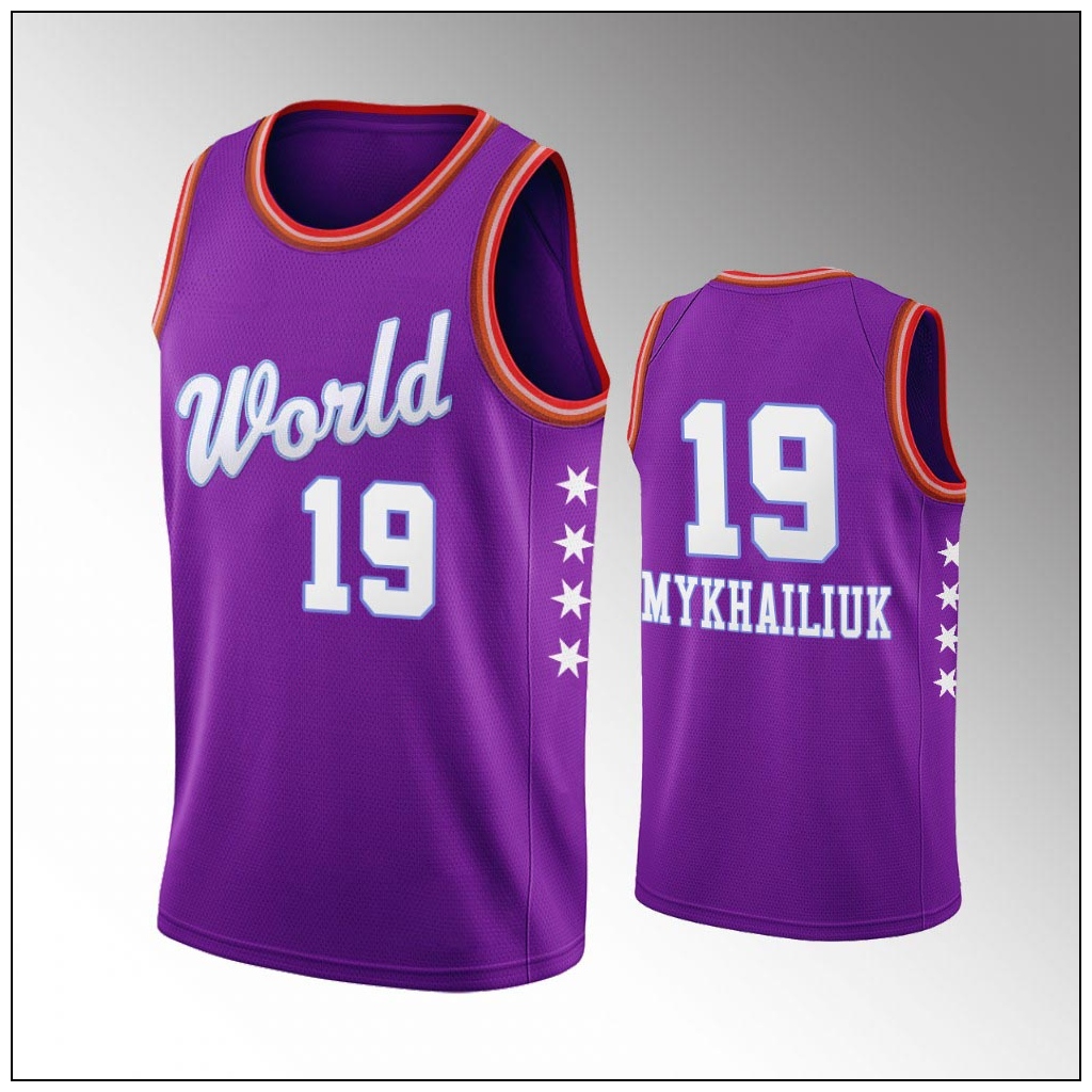 

World Team Detroit Pistons Men's Svi Mykhailiuk 2020 Rising Star NBA Purple Jersey, Black