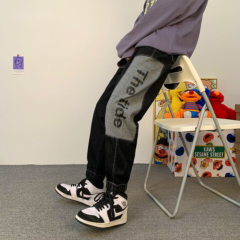 

New Primavera 2021 e Inverno Novas De Slida Denim Solto Moda Jovem Masculinas EBO1, Gray