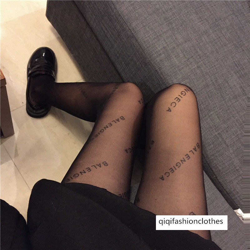 

Black letter sexy Lori stockings women's thin summer anti hook silk sexy fishing net long tube bottom pantyhose, B letter stockings