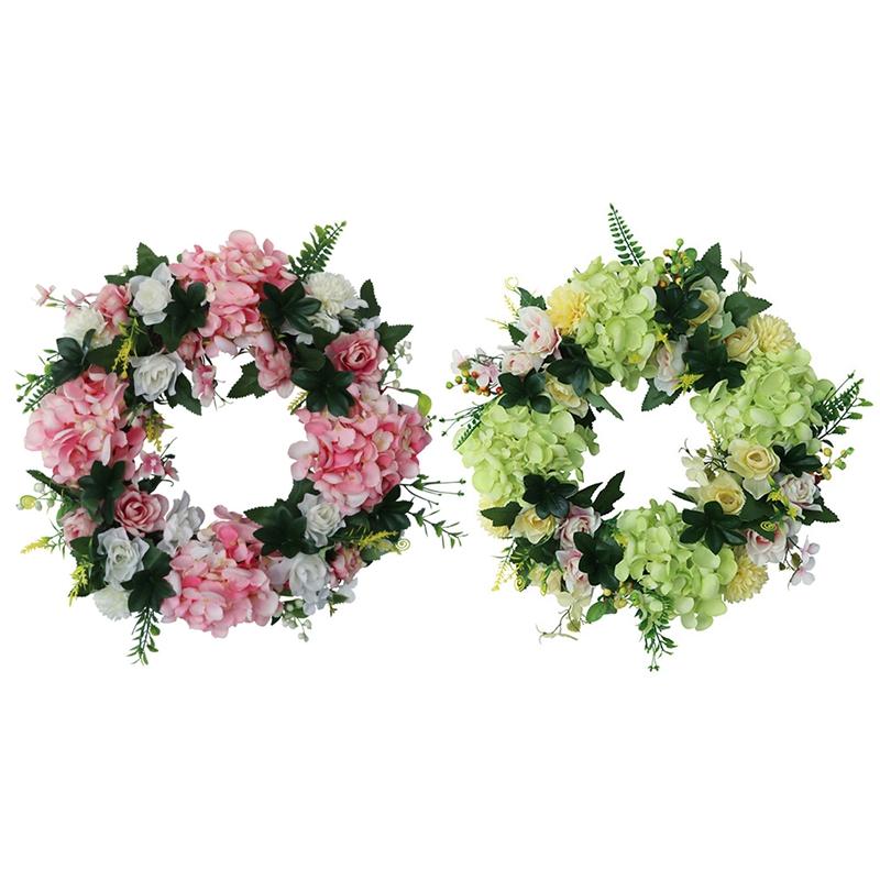 

Spring Flower Wreath for Front Door, Artificial Cape Jasminum Wreath for Wall Window Wedding Home and Summer Decor, Pink