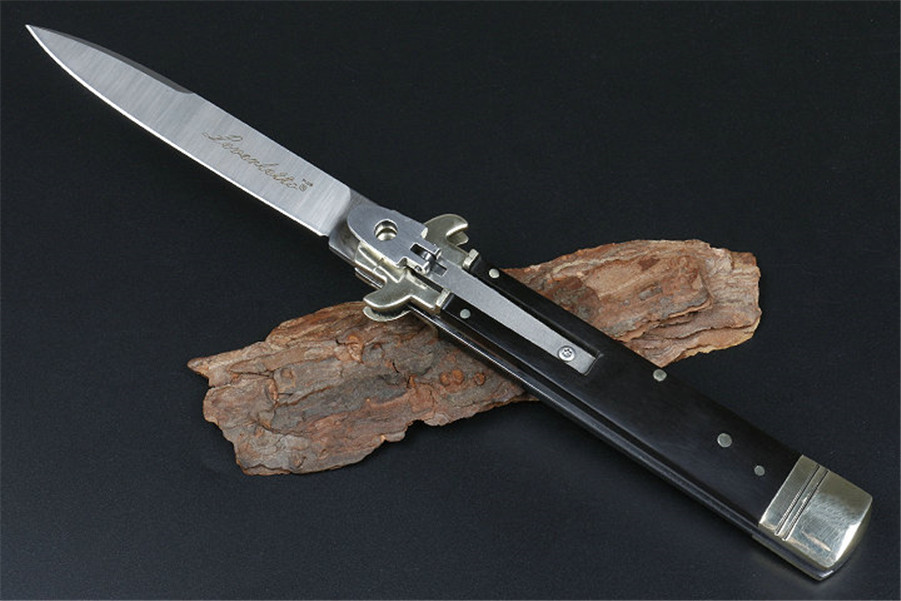 

New Black Italian Mafia Folding knife D2 Blade Horn Handle + Brass Handle Camping Tactical Italy AUTO Quickly Open BENCHMADE BM42 EDC Tool