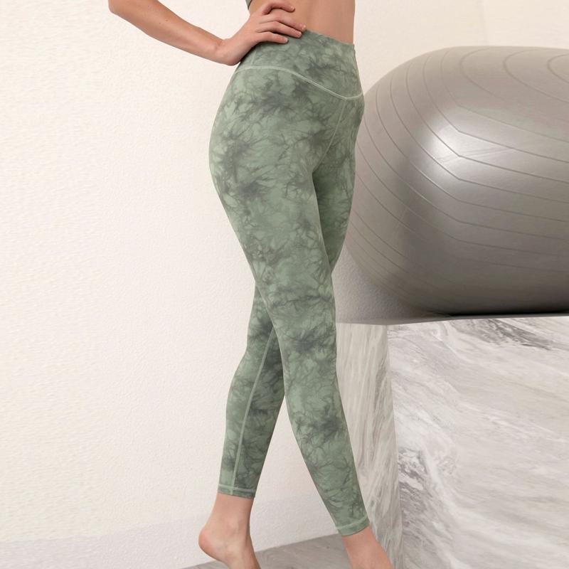 

Yoga Pants Women Tie Dye Printed Sports Trousers Running Gym Sportswear Seamless High Waist Leggings, White;red