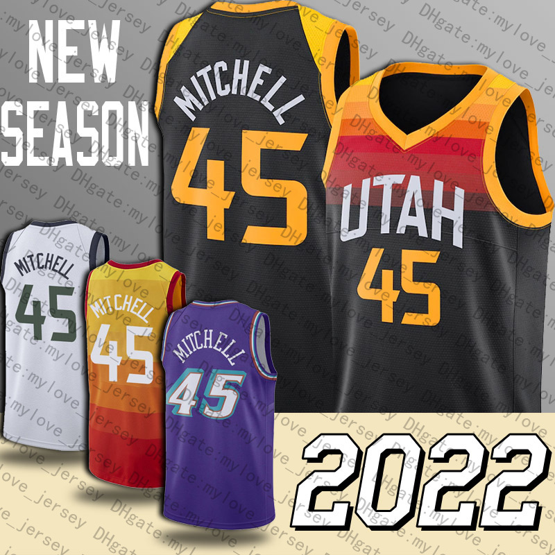

Donovan 45 Mitchell Jersey Basketball Utah''Jazz''Jersey Throwback Karl 32 Malone John 12 Stockton Jerseys 2022 City Uniform
