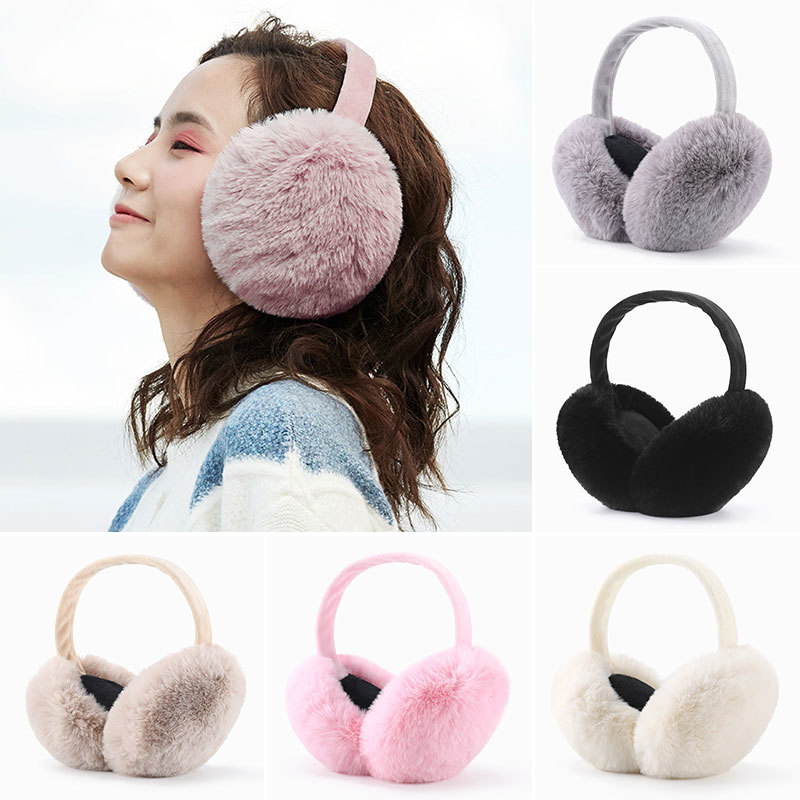 

winter cute autumn 2021New ladies fashion earmuffs solid color warm and comfortable unisex skiing fur headphones antibruit