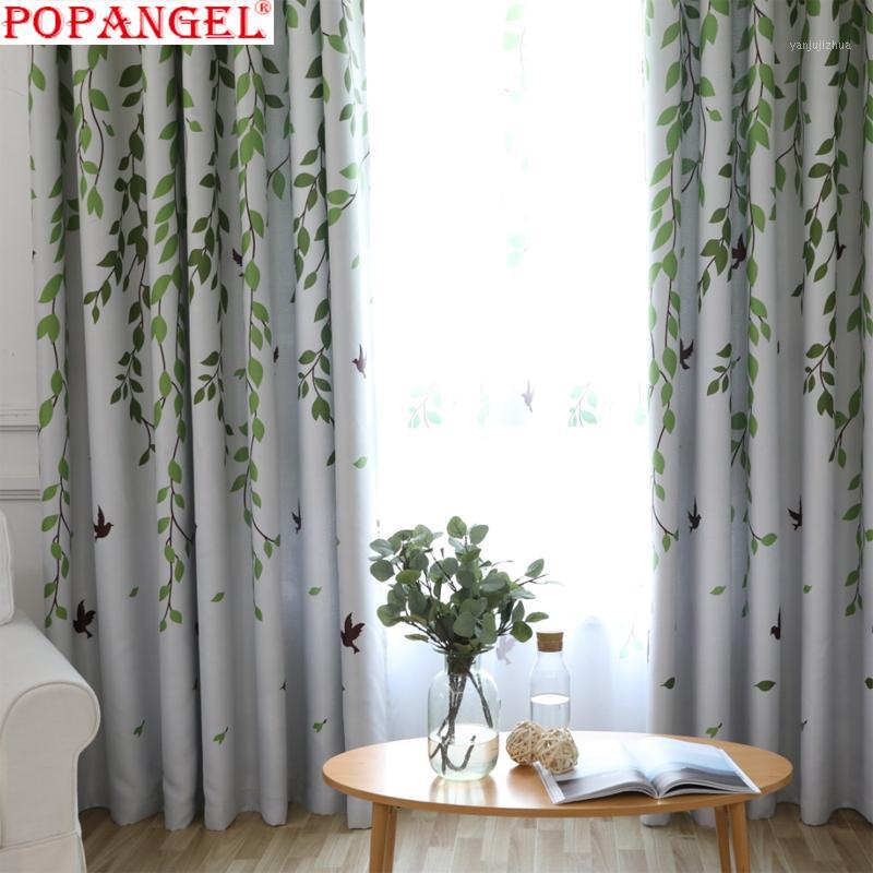 

New Design High Quality Eco-friendly Green Rural Style Living Room Window Blackout Curtains For Free Shipping With Tulle1, Willow voile curtain