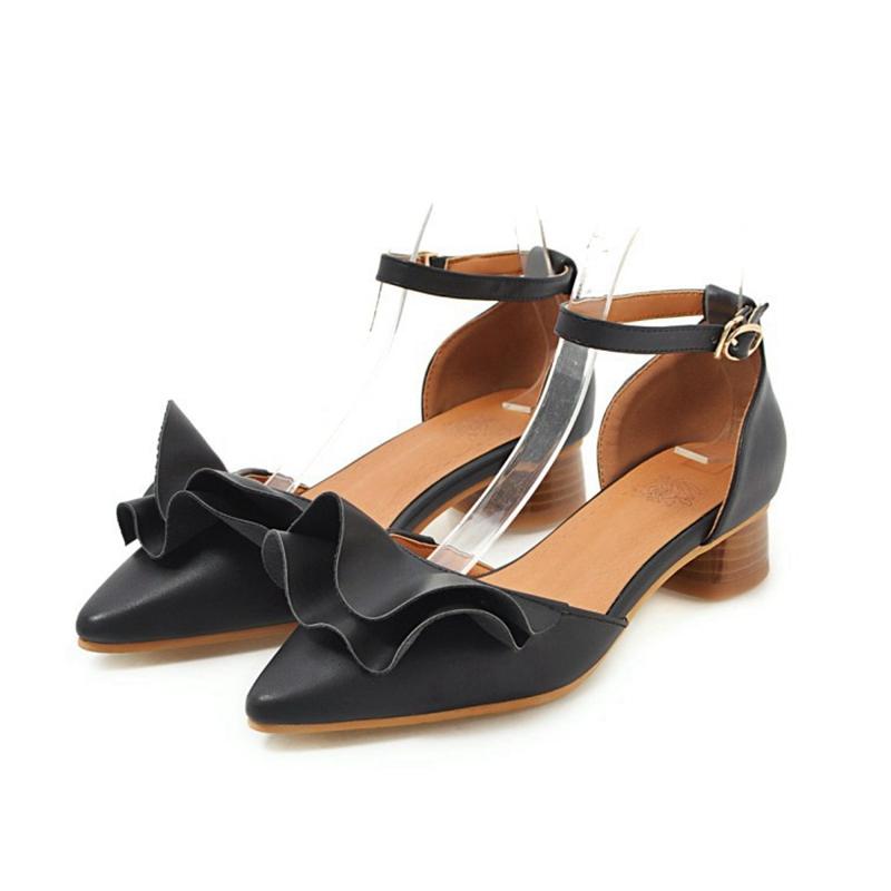 

Summer Med Heels Sandals Women 2021Pointed Toe Ankle Strap Footwear Platform Sandals Wedding Shoes Female Plus size 34-45 9512, Beige