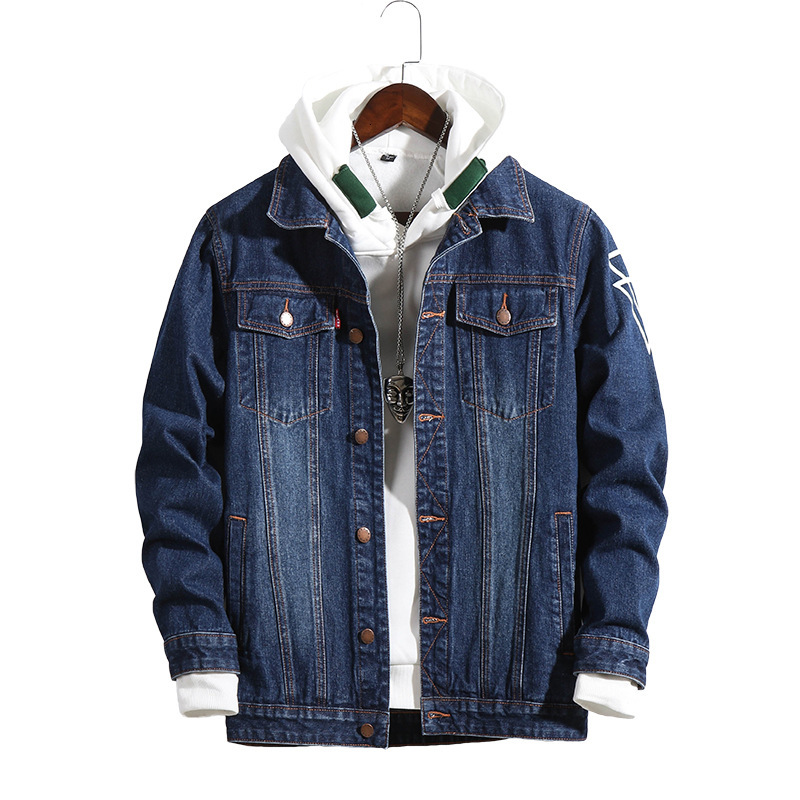 

2021 Autumn Mens Men Trendy Casual Windbreaker Denim Jacket Male Ripped Cowboy Jeans Jackets Clothing 5xl 6xl 7xl Mh1d, Black