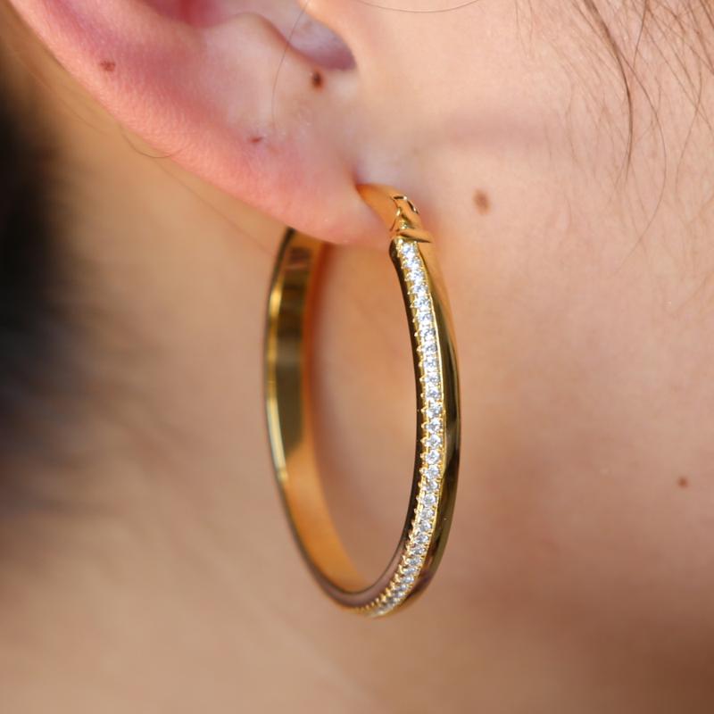 

Fashion Big Crystal Earrings Hoops Large Hoop Earrings gold delicate Oorbellen Rond Creoles For Women Circle Jewelry drop ship