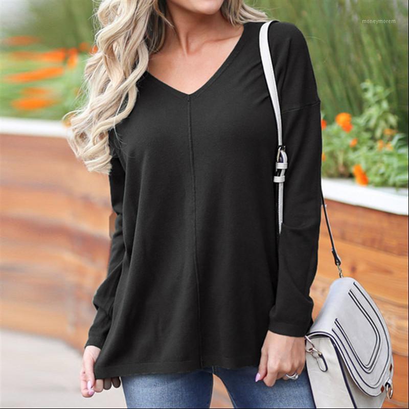 

Long Knitted Sweater Women Autumn Winter Sweater Knitting Pullovers Sexy Female V-neck Top Casual Loose Pure Jumper Pull Femme1, Khaki
