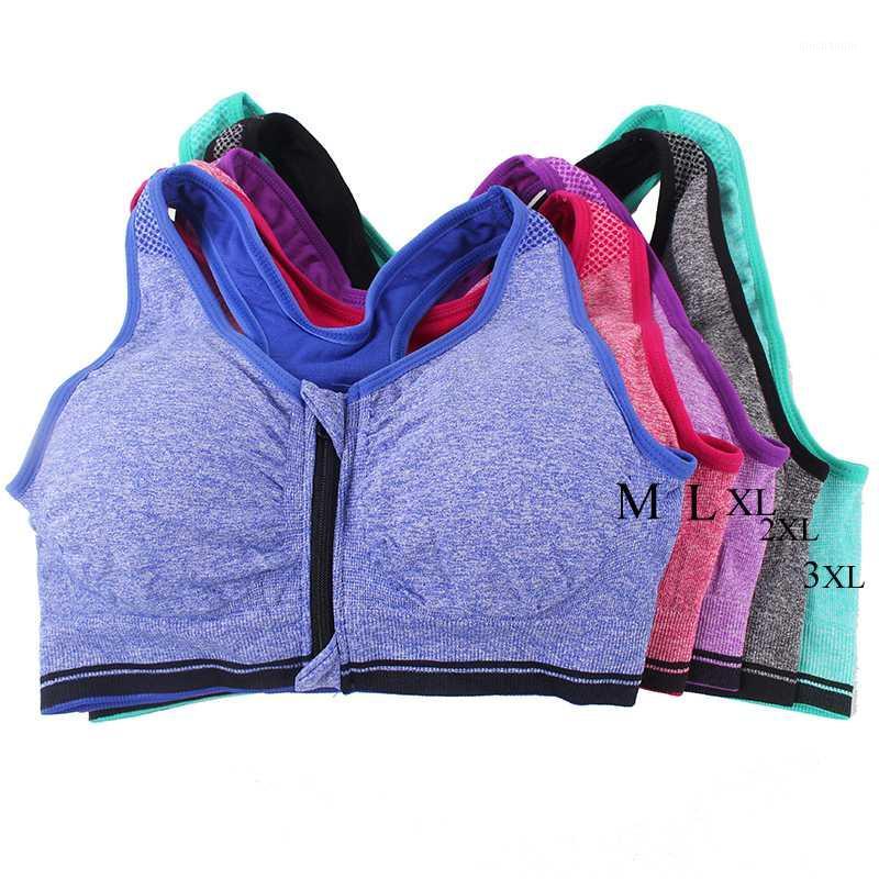 

Women Front Zipper Push Up Sports Bras Padded Wirefree Shockproof Gym Fitness Athletic Running Yoga Vest Sports Tops Plus Size1, Grey