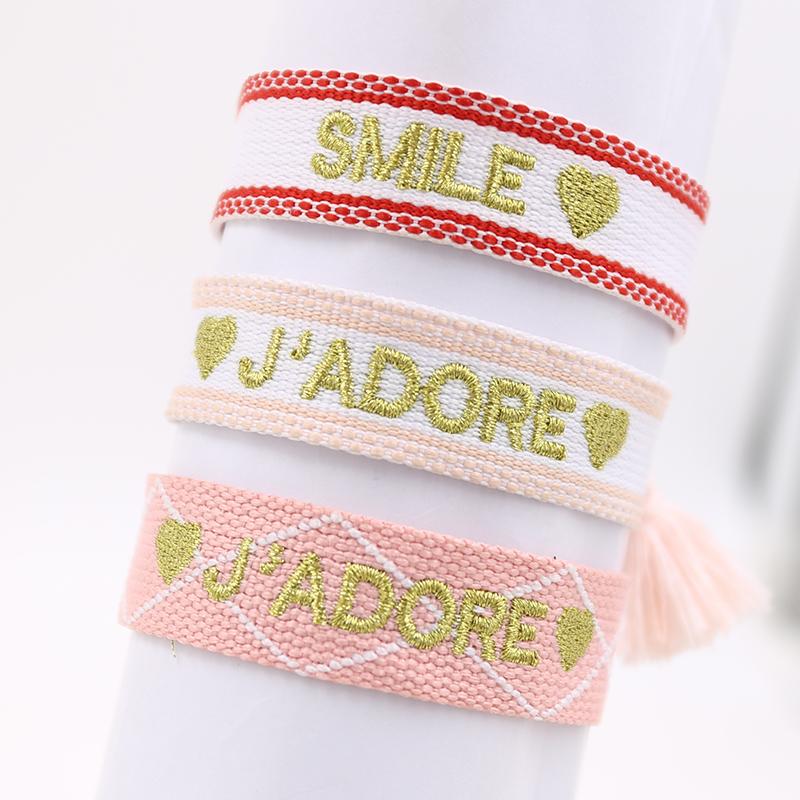 

Bohemian Embroidery Friendship Bracelet For Women Vintage Rope Bracelet Adjustable Tassel Heart Wholesale Gifts