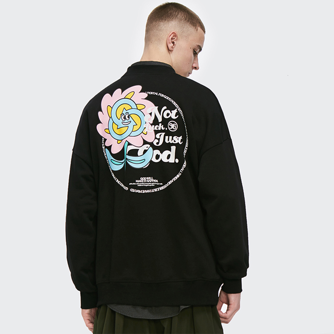 

2021 New Hip Hop Streetwear Ss Autumn Winter Pullover Men Cotton Loose Black Spin Suower Print Harajuku Hoodie Swatshirt Kryr