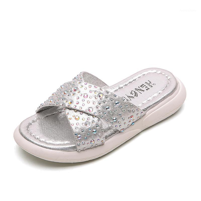 

Girls slippers 2020 summer new wild rhinestones in children's princess shoes outdoor sandals and slippers girls flip flops1, Black