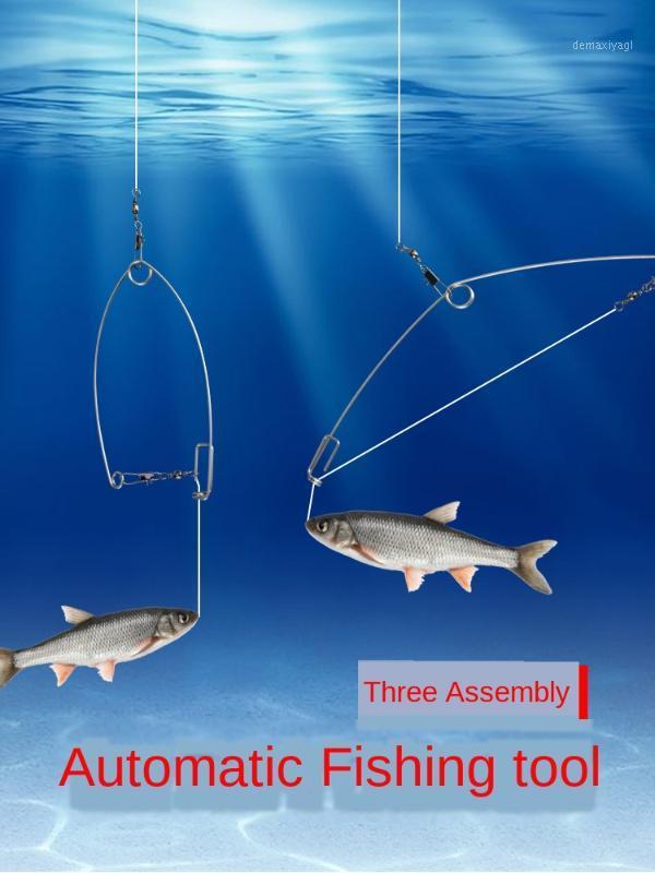 

3Pcs Automatic Fishing Tool Gear Machine Spring Catapult Hook Wild Survivor High Elasticity Toughness Stainless Steel River Lake1