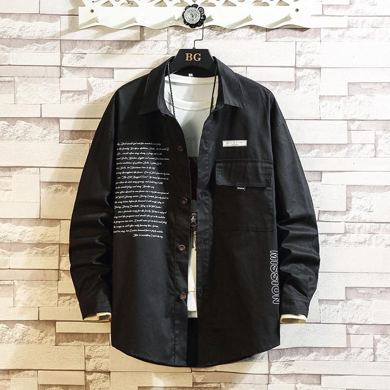 

Casual Brand Classic Black White Green Men' Cargo Shirts Long Sleeves 2021 New Spring Autumn Plus OverSize M-5XL 6XL, Orange