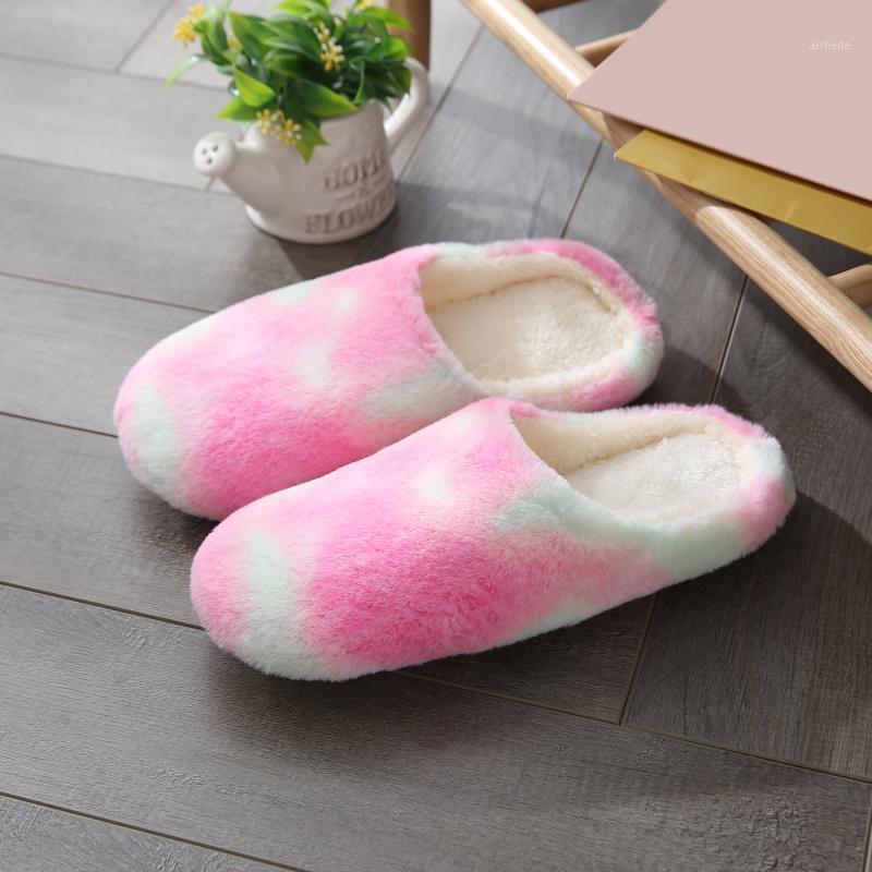 

Winer Indoor Plus Slipper Warm Plush Size Flats Mute Bedroom Soft Bottom Shoes Ladies Home Slippers1, Green