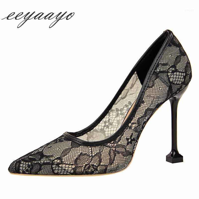 

2021 New Spring/Autumn Women Pumps High Thin Heel Pointed Toe Shallow Fretwork Fashion Sexy Ladies Women Shoes Black High Heels1, White