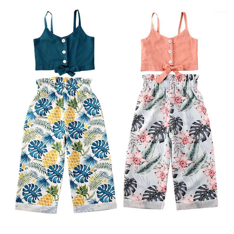 

Toddler Kids Baby Girl Sling Top Floral Pants Trousers Summer Holiday Outfit1, Blue
