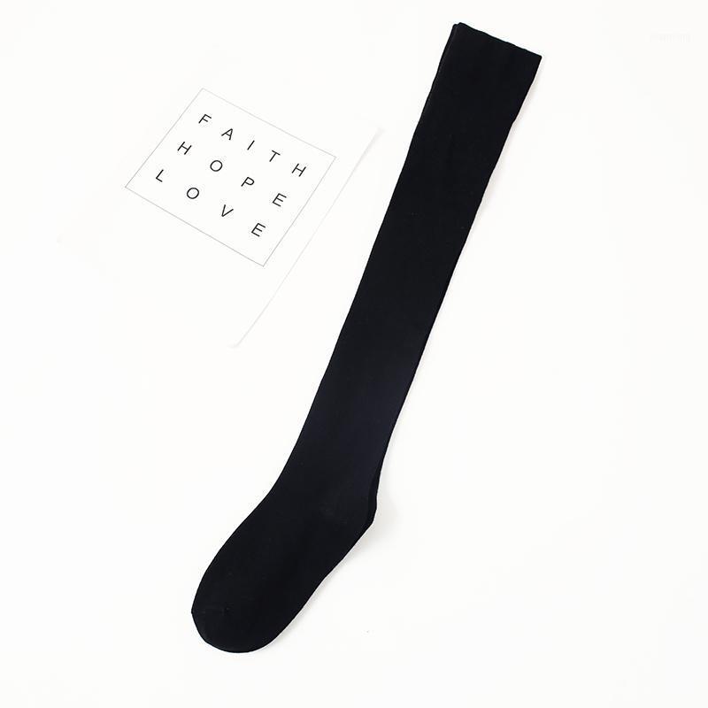 

Cotton Thigh Socks Spring Autumn Women Walking Knee High Socks Japanese Style Solid Color Breathable Slim1, Black