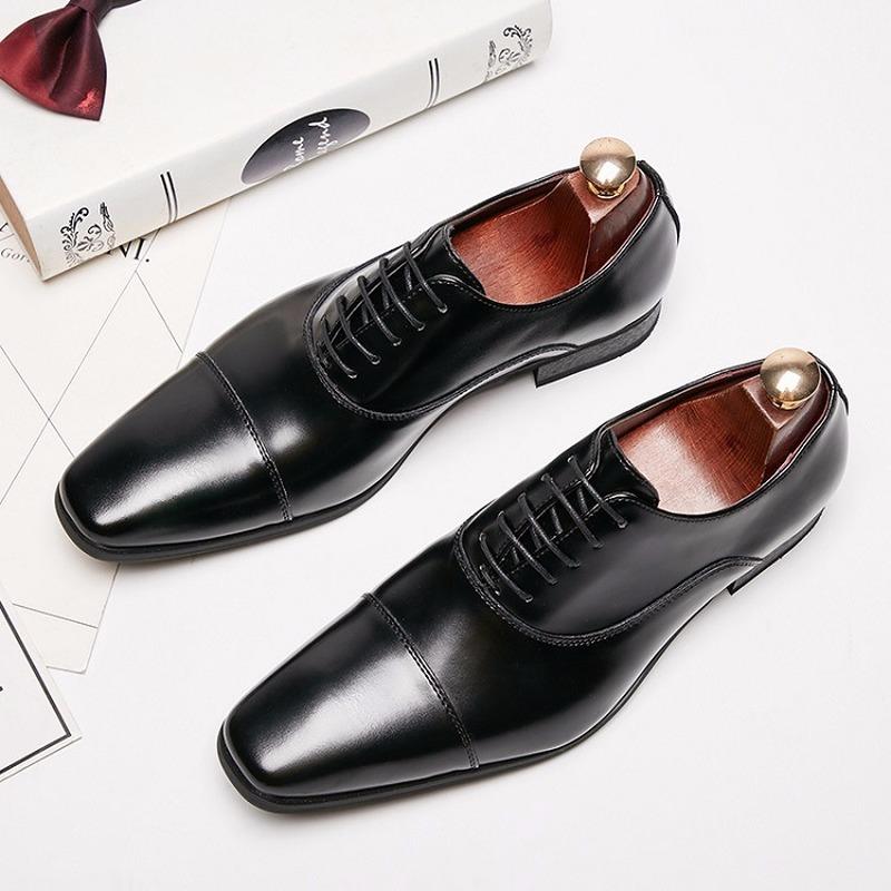 

Men Shoes 2020 New Arrival Dress Shoes High Quality Business Leather Lace-up Footwear Formal for Wedding Party F8-68, Brown
