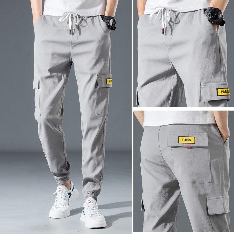 

Men's Overalls Trendy Brand Autumn Winter Korean Pants Student Beam Pants Slim Trousers Casual Sports Joggers, Light grey g3