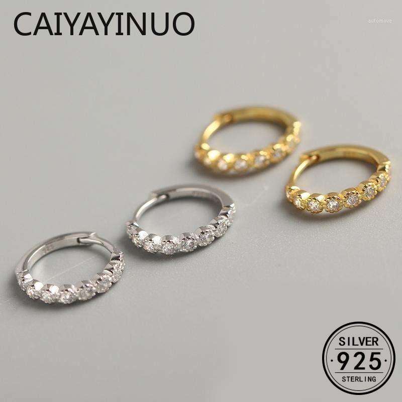 

Caiyayinuo Real 925 Sterling Silver Zircon Round Hoop Earrings for Fashion Woman Party Fine Jewelry Geometric Punk Accessories1