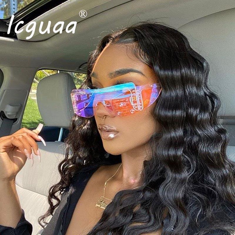 

Rimless Square Sunglasses Women Oversized Mirror Pink Shades Sunglasses Men Trend Female Eyewear Glasses Oculos