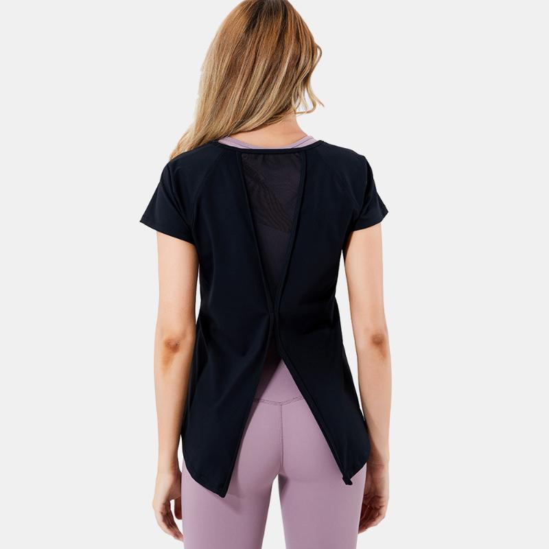 

Women Dry Quick Short Sleeve Slim Sport T Shirt Gym Jerseys Fitness Shirt Trainer Running T-shirts Breathable Exercises Yoga1, Black