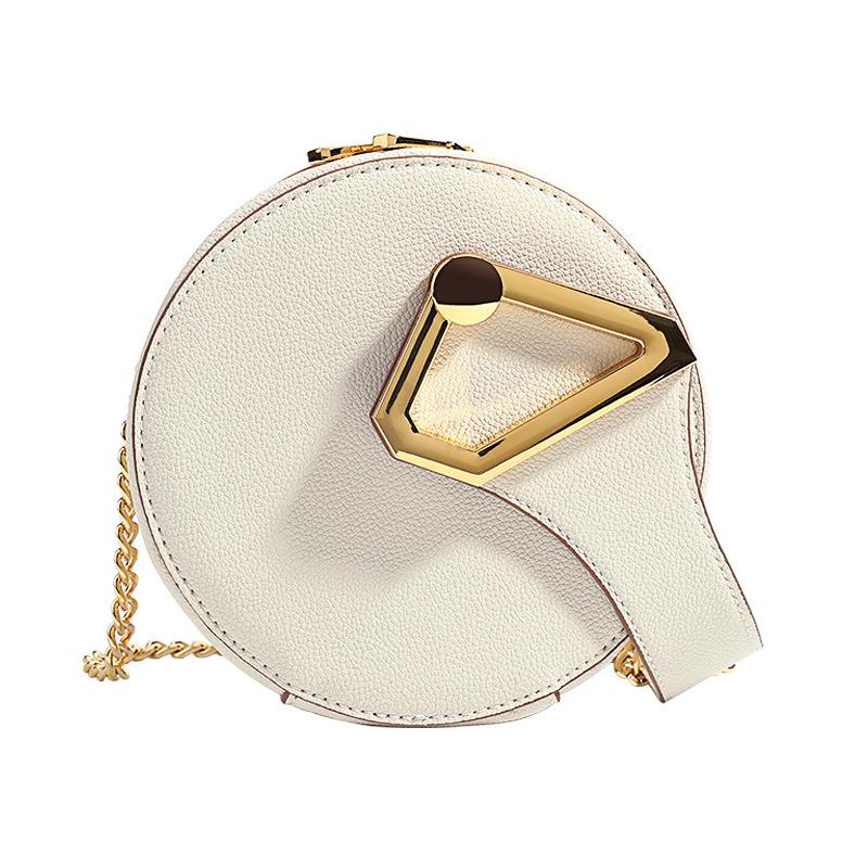 

Niche Buckle Design Female Handbag 2021 Trend PU Leather Ladies Shoulder Bag Chain Women Messenger Bag Designer Small Round, Black