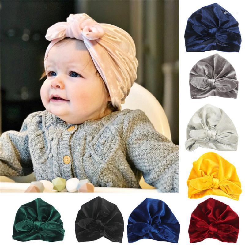 

Newborn Winter Warm Hat Baby Boy Girl Solid Ears Turban Bow Knotted Caps Toddler Sleep Hats Headwear Cap 0-24M A201, Black