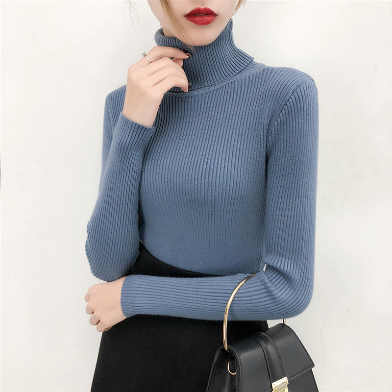 

2021 New Female Winter Sweater Soft Polo-neck Jumper Fine Fashion Femme Pullovers Elasticity LD9U, Brown