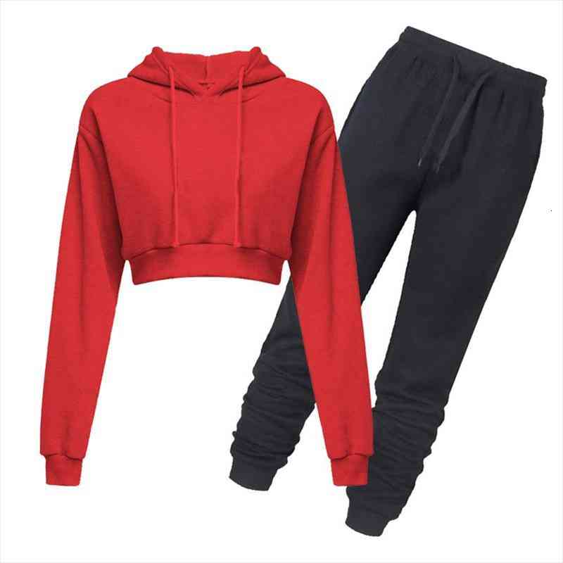 

Women Sports 2 Pieces Set Tracksuits Solid Color Short Hoodie Tops long Pants Casual Loose Sweatshirts Pullover Outfits, Gray