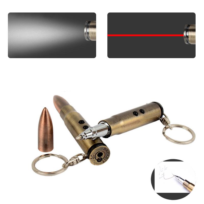 

outdoor 4 in 1 Multifunction Bullet Shaped Pen Survival EDC Laser+Light+Life-Saving Hammer+Ballpoint Pen Ballpen Self Defense kit, Red