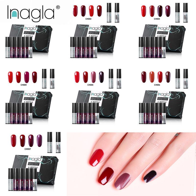 

Inagla Red Nail Polish Nail Art Lacquer Varnish Manicure Soak Off UV Gel Polish Base Top Coat Manicure Art Varnish Tool Set, Ch004