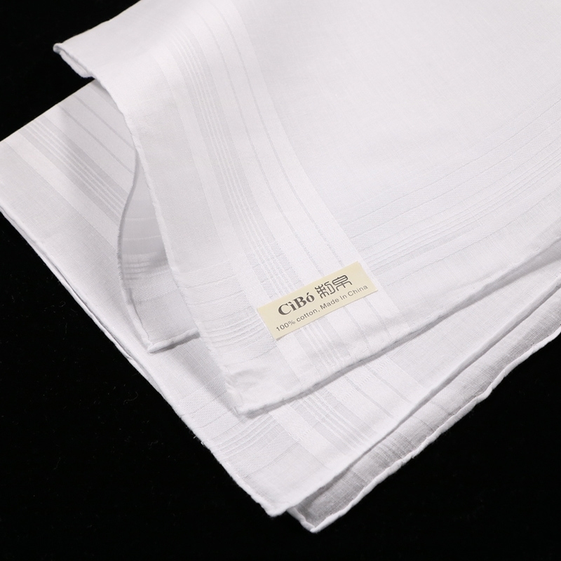 

M001: 12 pieces classic men's 100% cotton satin banded handkerchief with hand-rolled edge size 17"x 17" 201009