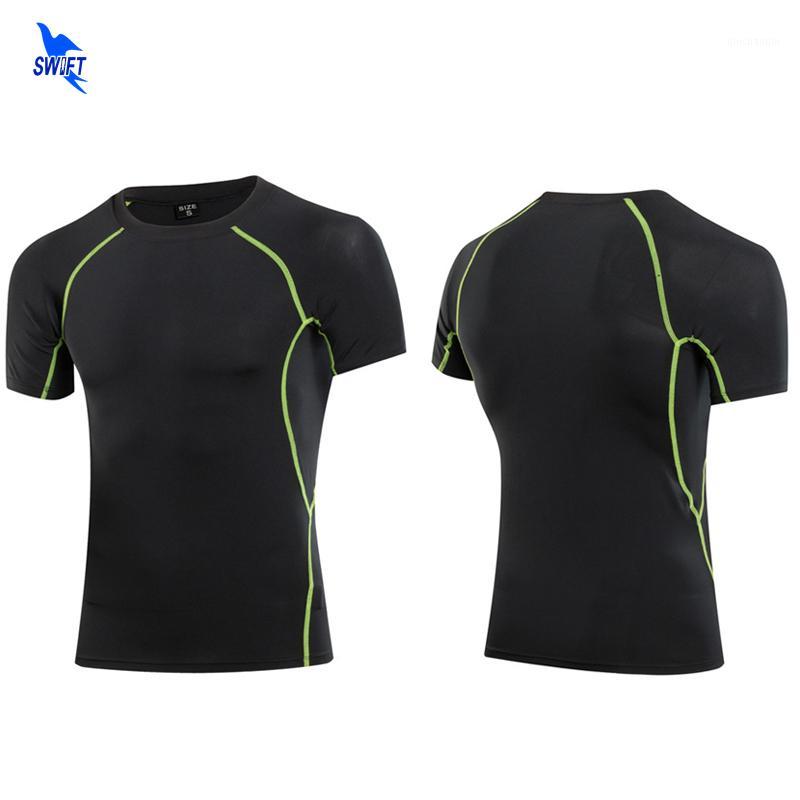 

2020 Gym Fitness Professional Rashgard Compression Sport T Shirt Short Sleeve Quick Dry Men's Running Shirts Soccer Jerseys Tops1, Blue