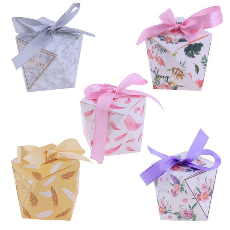 

50pcs Octagonal Bowknot DIY Paper Candy Box Valentines Day Wedding Gifts