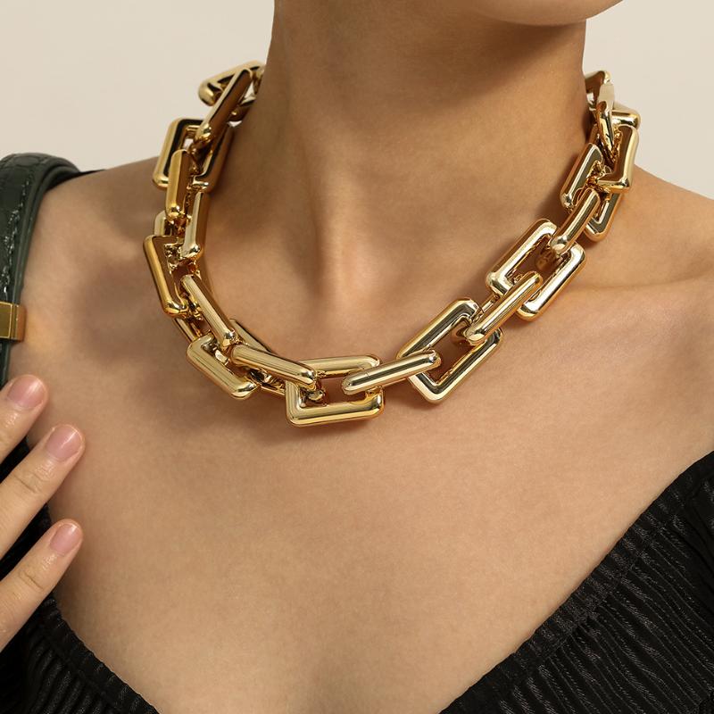 

Steampunk Lock Chain Necklace for Women Men Goth Hip Hop Twisted Chunky Thicken Neck Chains Rock Choker Necklace Jewelry