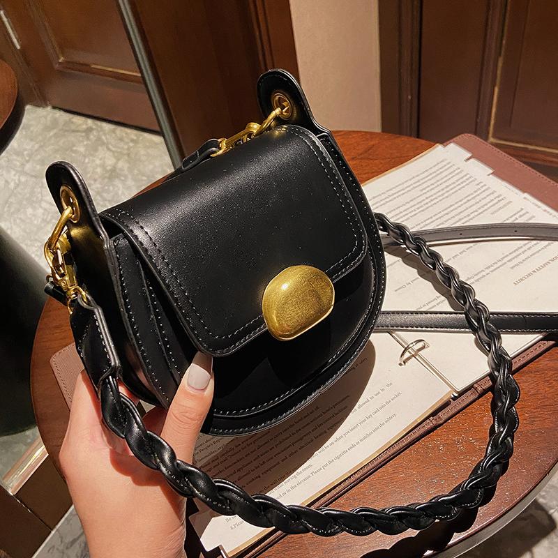 

Luxury Small Leather 2021 Female Mini Handbags Shoulder Ladies Winter Crossbody Bag and Purses, Black