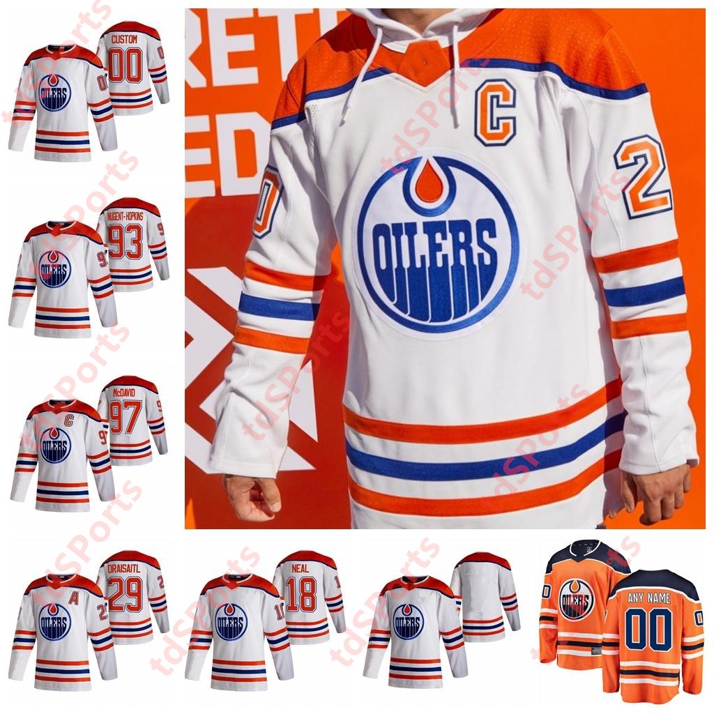 

Edmonton Oilers 2021 Reverse Retro Hockey Jersey 97 Connor McDavid Leon Draisaitl Darnell Nurse Gaetan Haas Zack Kassian Custom Stitched, As shown in illustration