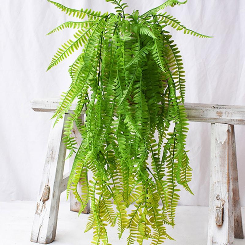 

2pcs Simulation Adornment Grass Green Fern Plant Pot Plants Hanging Row Grass Fern Leaf Persian Leaves Wall Planted Decoration 1