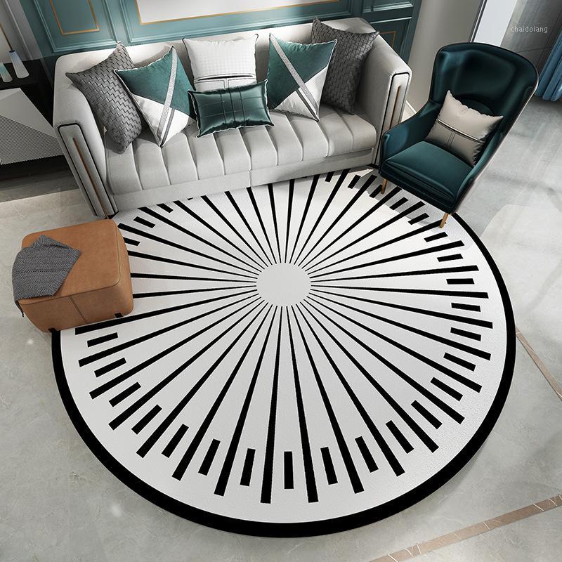 

Simple Black White Big Round Carpet For Living Room Home Bedroom Rugs Modern Coffee Table Rugs Chair Mat Nordic Carpet1