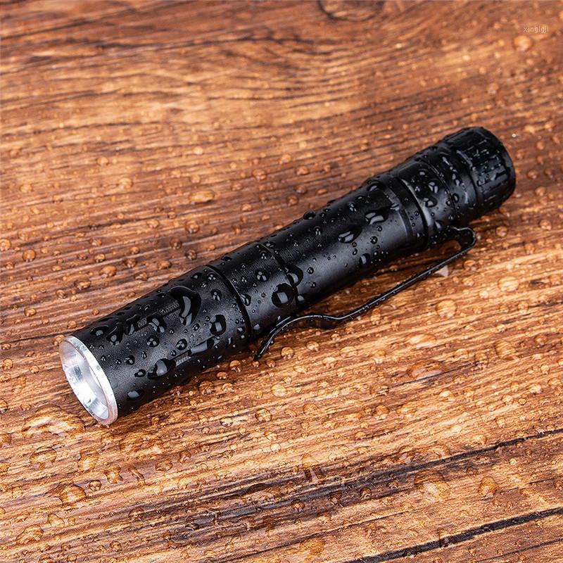 

New LED aluminum alloy focusing small XPE glare mini penlight with pen holder1