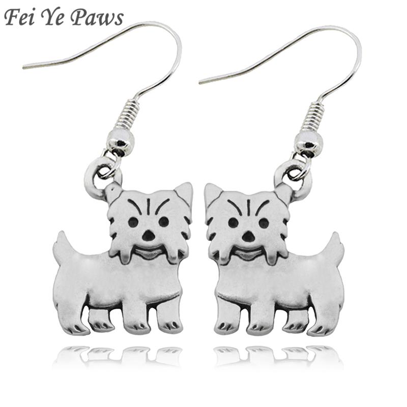 

Fei Ye Paws Vintage Yorkshire Terrier Dog Charms Drop Earrings Boho Long Big Dangle Earrings For Women Girls Party Gift Jewelry