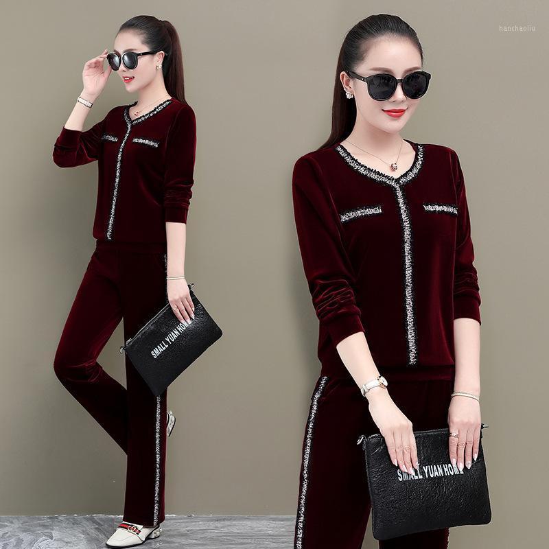 

2PCS Women Tracksuit Sportswear Velvet Autumn Loose Running Jogging Gym Outfit Workout Casual Set Sweatshirt+pant 5XL Sport Suit1, Purple