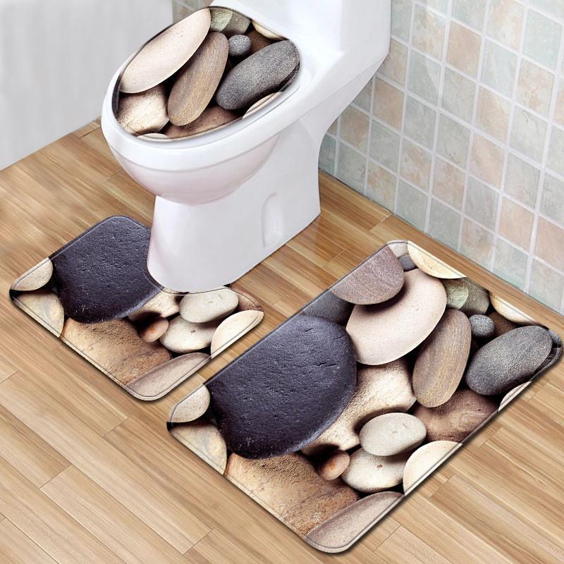 

3pcs/set European Bathroom Rugs and Mat Set Non Slip Bath Mat 3D Toilet Absorbent Carpet Eco-Friendly Kitchen Blanket Doormats